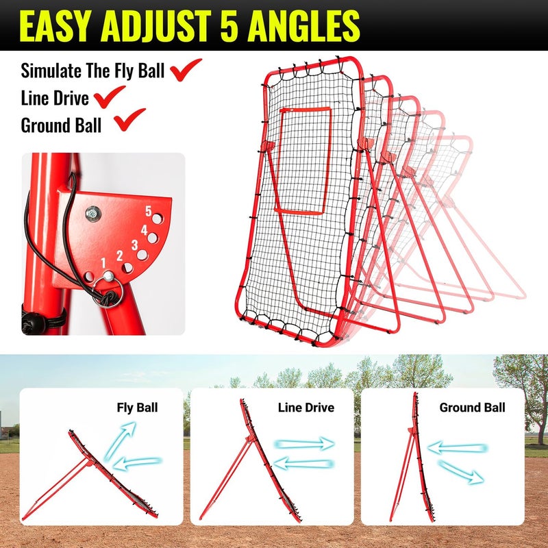 PLAYAPUT 2 in 1 Baseball Rebouder Net and Pitching Net, Adjustable Pitch Back Baseball Rebounder with Strike Zone,Base Ball Bounce Back Net for Pitching,Catching,Fielding,Throwing - Image 5